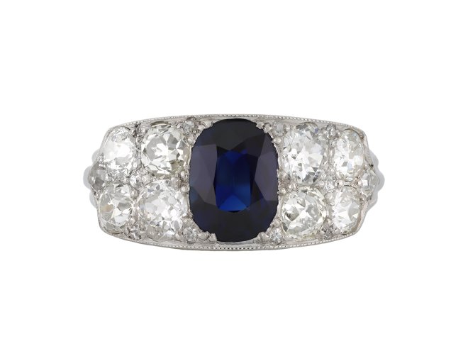 Sapphire and diamond ring, circa 1920.