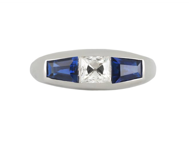 Art Deco diamond and sapphire ring, circa 1935.