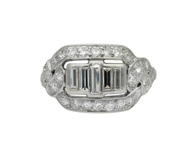 Baguette diamond cluster ring hatton garden