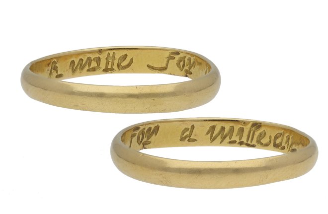 Gold posy ring, 'A mitte for a milleau' hatton garden