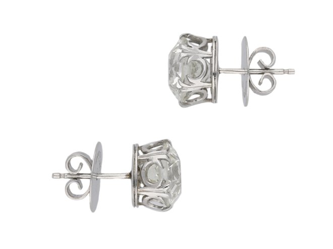 Old mine cushion shape diamond earrings berganza hatton garden