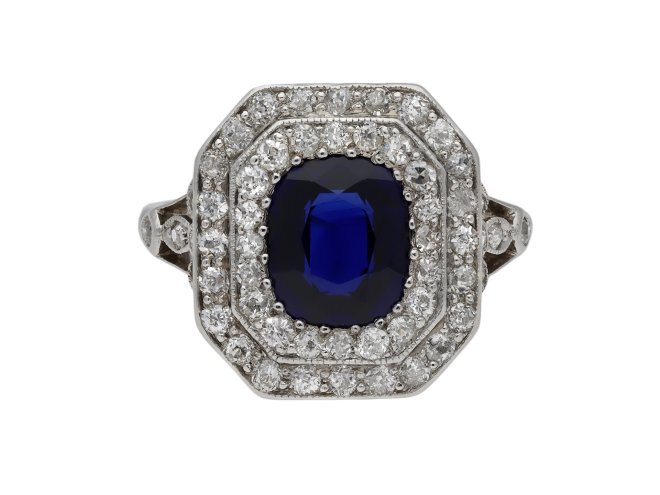 Belle Époque sapphire diamond cluster ring berganza hatton garden