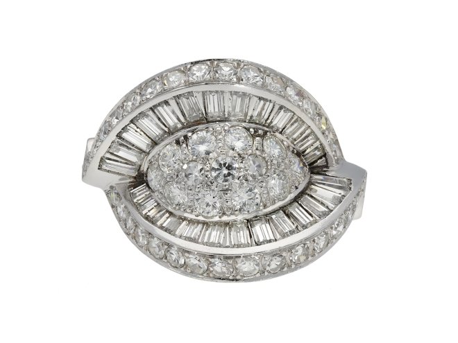 Diamond cocktail ring, circa 1950. 