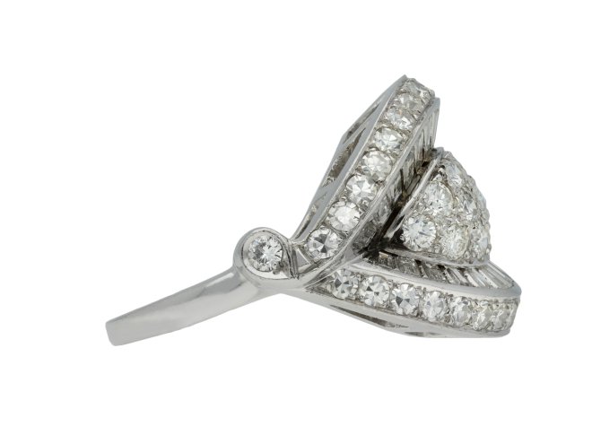 Diamond cocktail ring, circa 1950. 