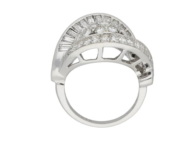 Diamond cocktail ring, circa 1950. 