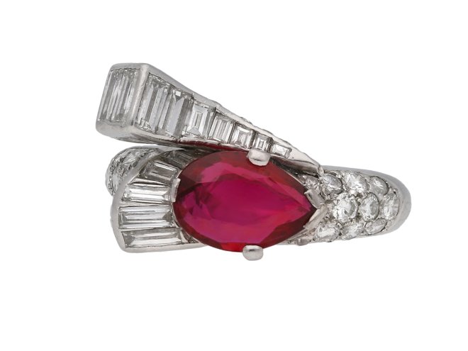 Art Deco ruby and diamond dress ring hatton garden berganza