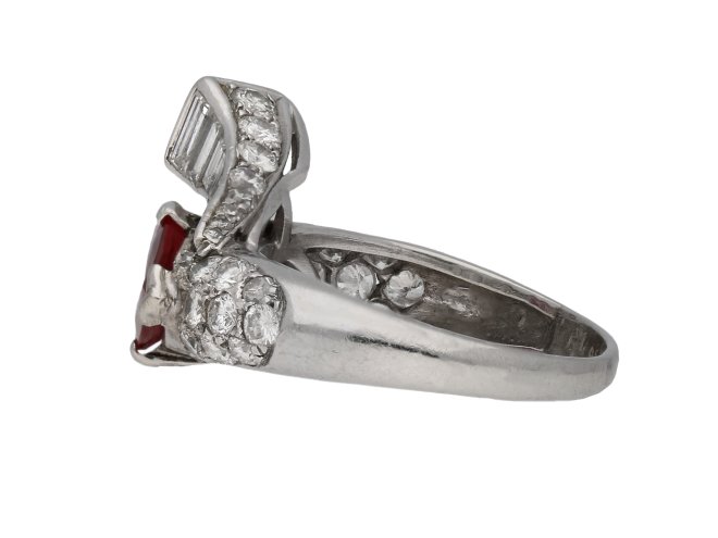 Art Deco ruby and diamond dress ring hatton garden berganza