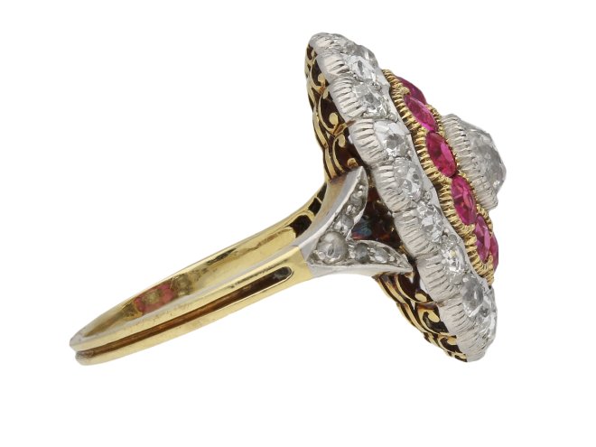 Edwardian diamond and ruby cluster ring berganza hatton garden