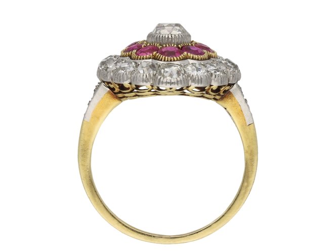 Edwardian diamond and ruby cluster ring berganza hatton garden