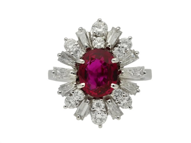 Vintage ruby and diamond cluster ring berganza hatton garden