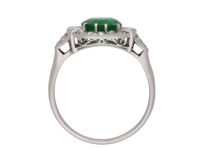 Art Deco Colombian emerald diamond cluster ring hatton garden