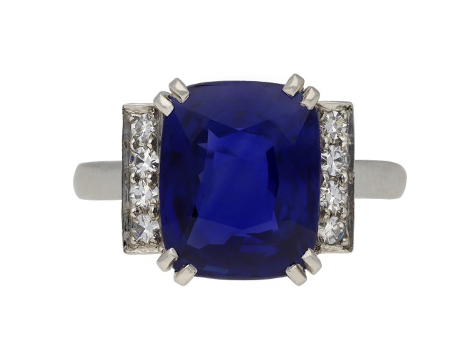 Art Deco Ceylon sapphire and diamond ring hatton garden