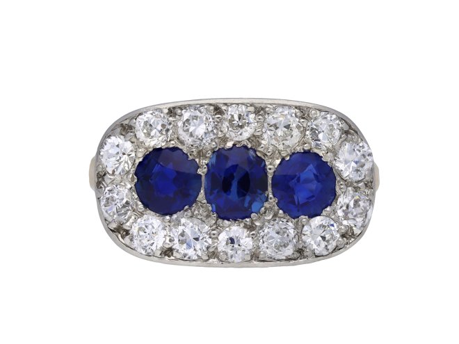 Antique sapphire diamond cluster ring berganza hatton garden