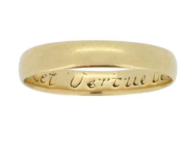 Gold posy ring, 'Let Vertue be a Guide to thee', English, circa 18th century.