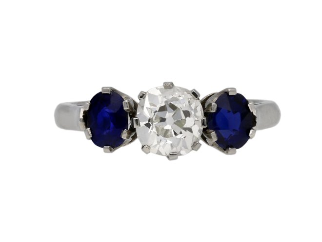 Diamond and sapphire three stone ring berganza hatton garden