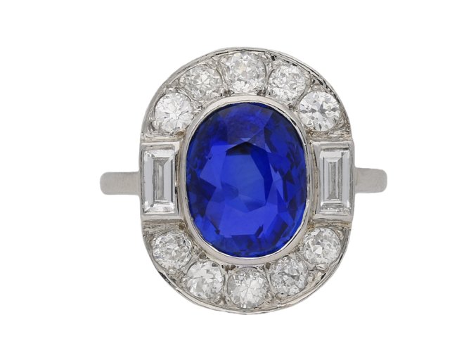 Burmese sapphire and diamond cluster ring berganza hatton garden