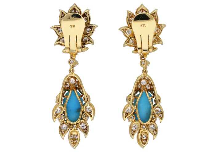 Vintage turquoise and diamond earrings berganza hatton garden