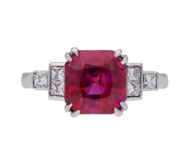 Art Deco Burmese ruby and diamond ring hatton garden