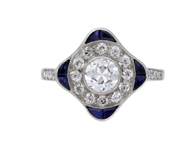 Diamond and sapphire cluster ring berganza hatton garden