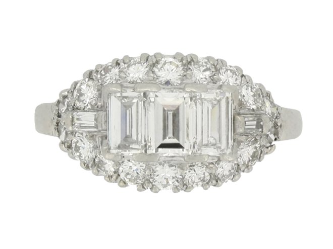 front view Vintage diamond cluster ring, circa 1950s.