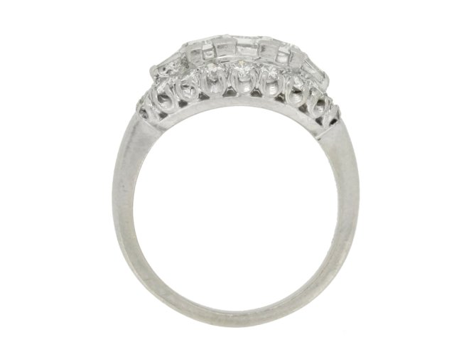 side view Vintage diamond cluster ring, circa 1950s.