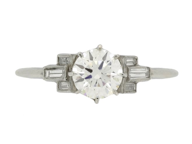 front view Art Deco solitaire diamond ring