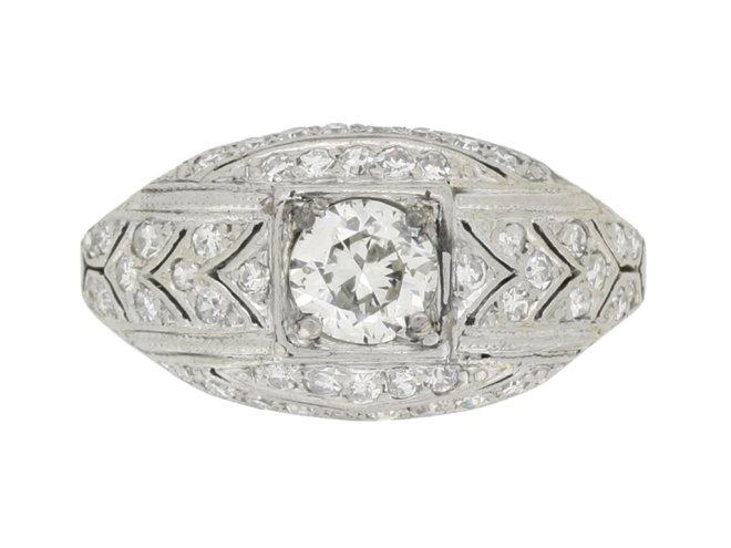 front view Art Deco diamond cluster ring, circa 1930.