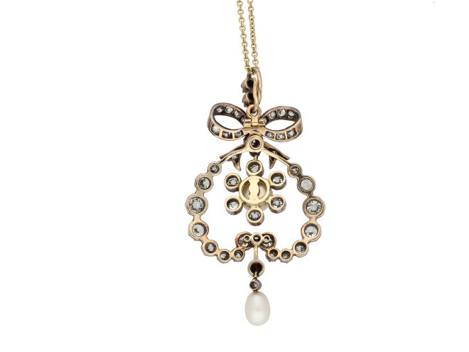 Victorian natural pearl diamond pendant berganza hatton garden