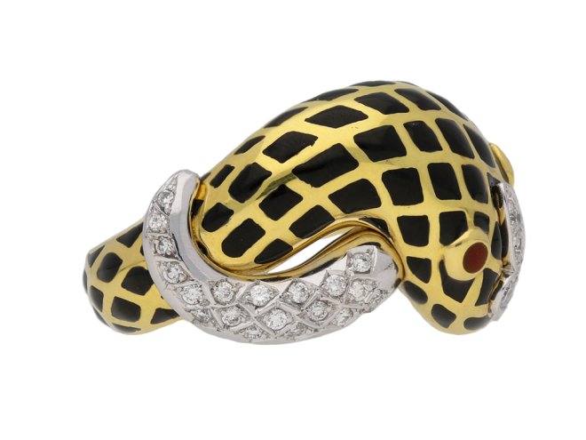 David Webb diamond and enamel snake ring berganza hatton garden