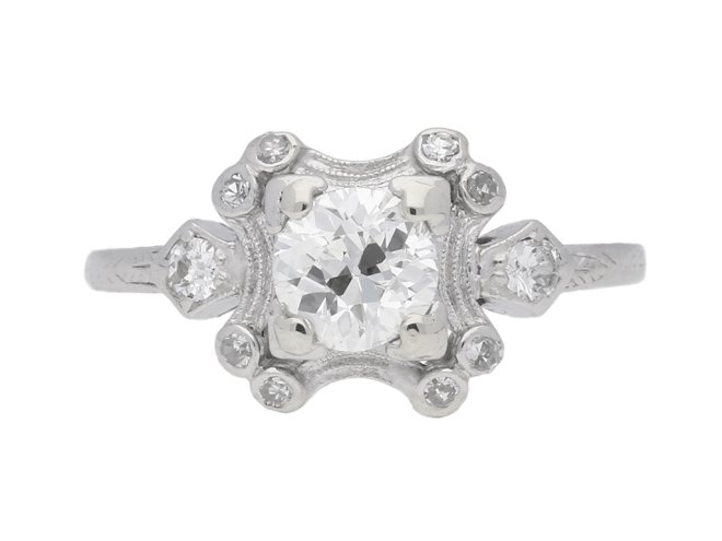 front view Diamond cluster engagement ring, American, circa 1920.