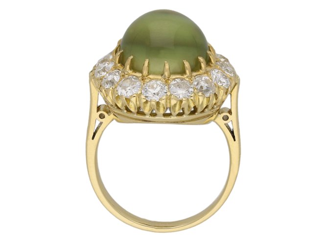 Antique cat's eye chrysoberyl diamond ring berganza hatton garden