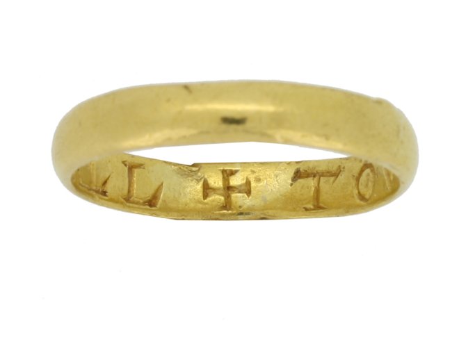 front view gold posy ring berganza hatton garden 