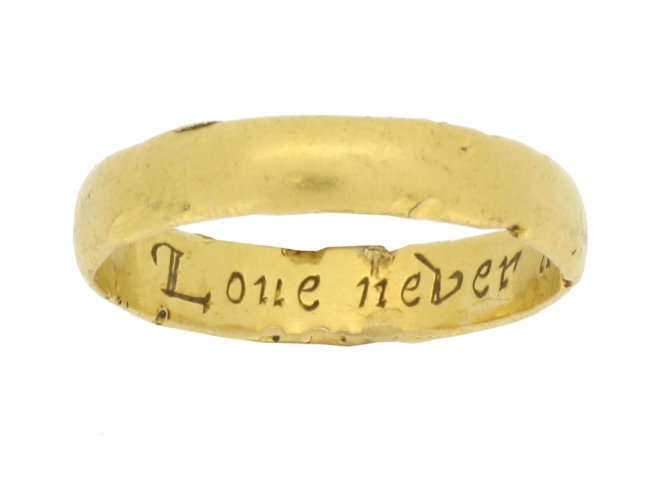 front view gold posy ring berganza hatton garden 