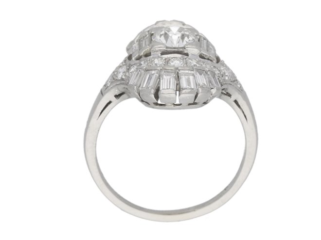 BACK VIEW Art Deco diamond cluster ring, circa 1925.