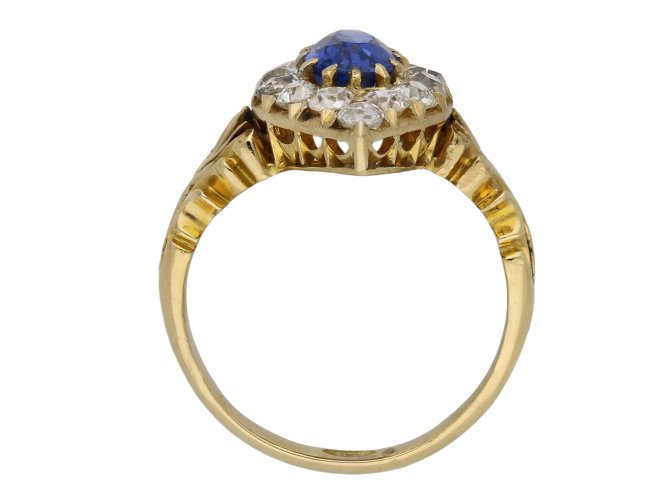 Ceylon sapphire diamond cluster ring hatton garden berganza