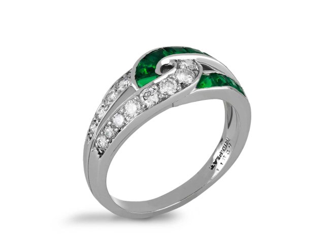 Vintage emerald diamond ring Oscar Heyman Brothers hatton garden.