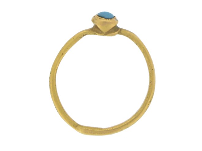 back view Medieval gold ring with turquoise, circa 13th century.