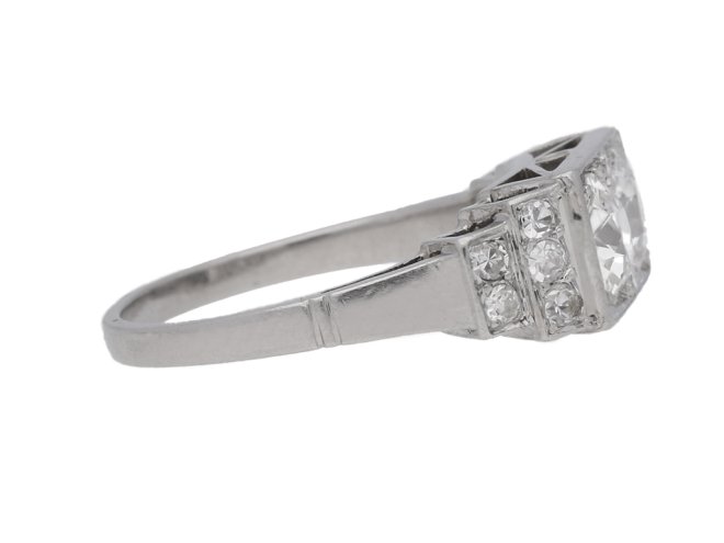 side view Art Deco diamond two stone ring, French, circa 1925.