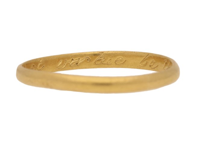 front view gold posy ring berganza hatton garden 