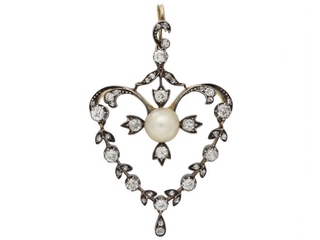 Antique natural pearl and diamond pendant hatton garden