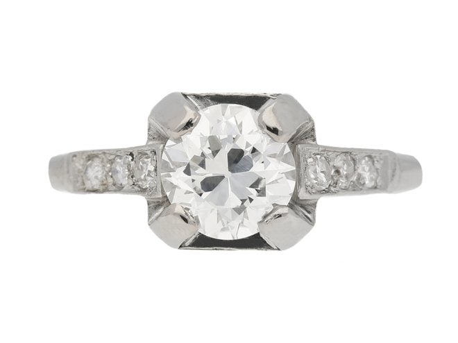 front view  Art Deco diamond ring, French, circa 1930. berganza hatton garden 