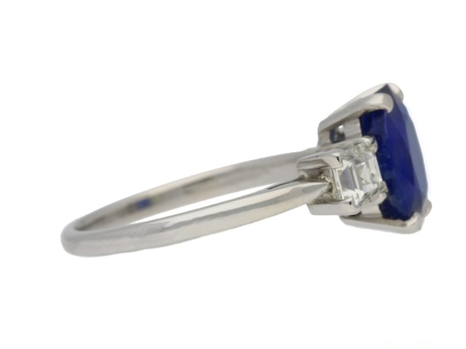 side view Vintage Burmese sapphire diamond ring berganza hatton garden