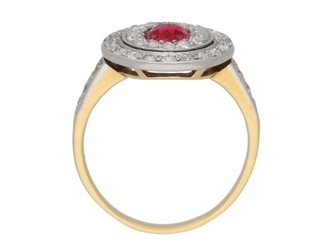 back view Ruby and diamond two row cluster ring, circa 1905. berganza hatton garden