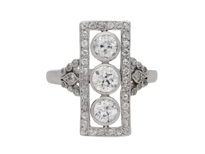 front view Edwardian diamond ring, circa 1905. berganza hatton garden