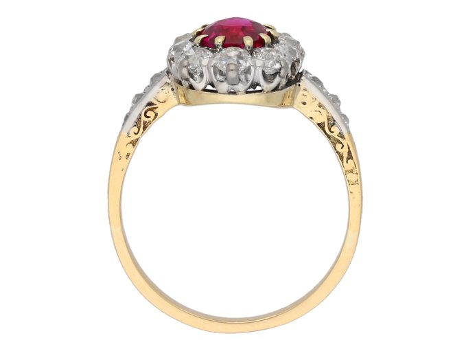 Antique Burmese ruby and diamond coronet cluster ring, circa 1905. berganza hatton garden 