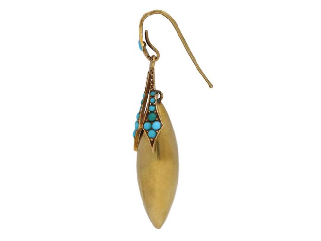  Antique turquoise drop earrings, circa 1870. berganza hatton garden 