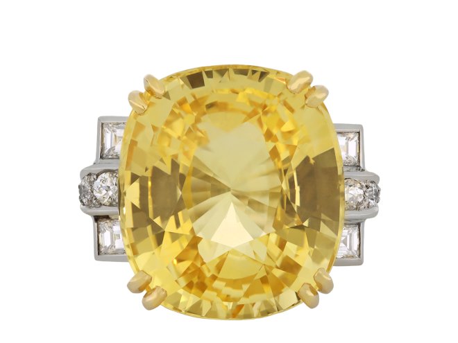 Yellow Ceylon sapphire and diamond ring hatton garden