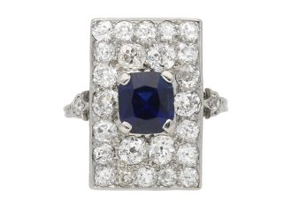 Art Deco sapphire and diamond cluster ring berganza hatton garden