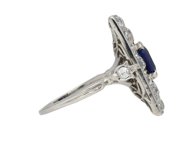 Art Deco sapphire and diamond cluster ring berganza hatton garden