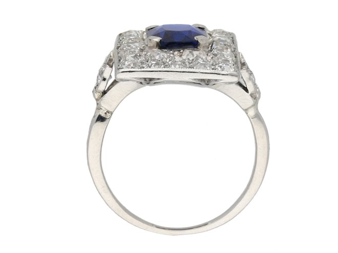 Art Deco sapphire and diamond cluster ring berganza hatton garden